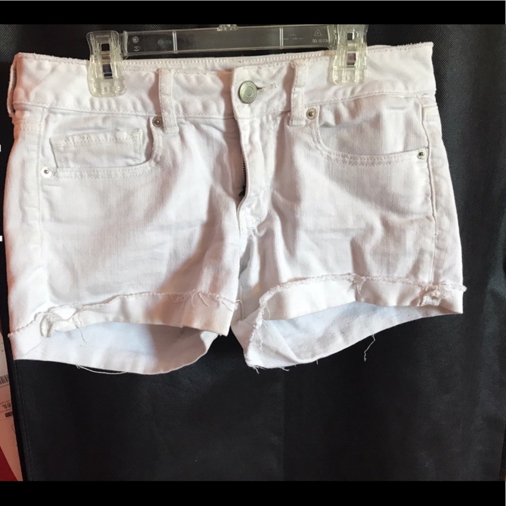 American eagle white denim shorts